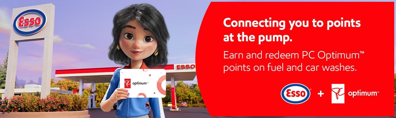 Esso and PC Optimum — earn and redeem PC Optimum points on fuel and car washes.
